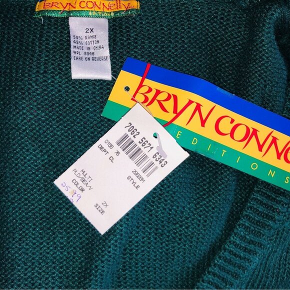 Vintage Bryn Connelly Sweater Vest Womens 2X Green Christmas New Teddy Bears - Picture 7 of 7